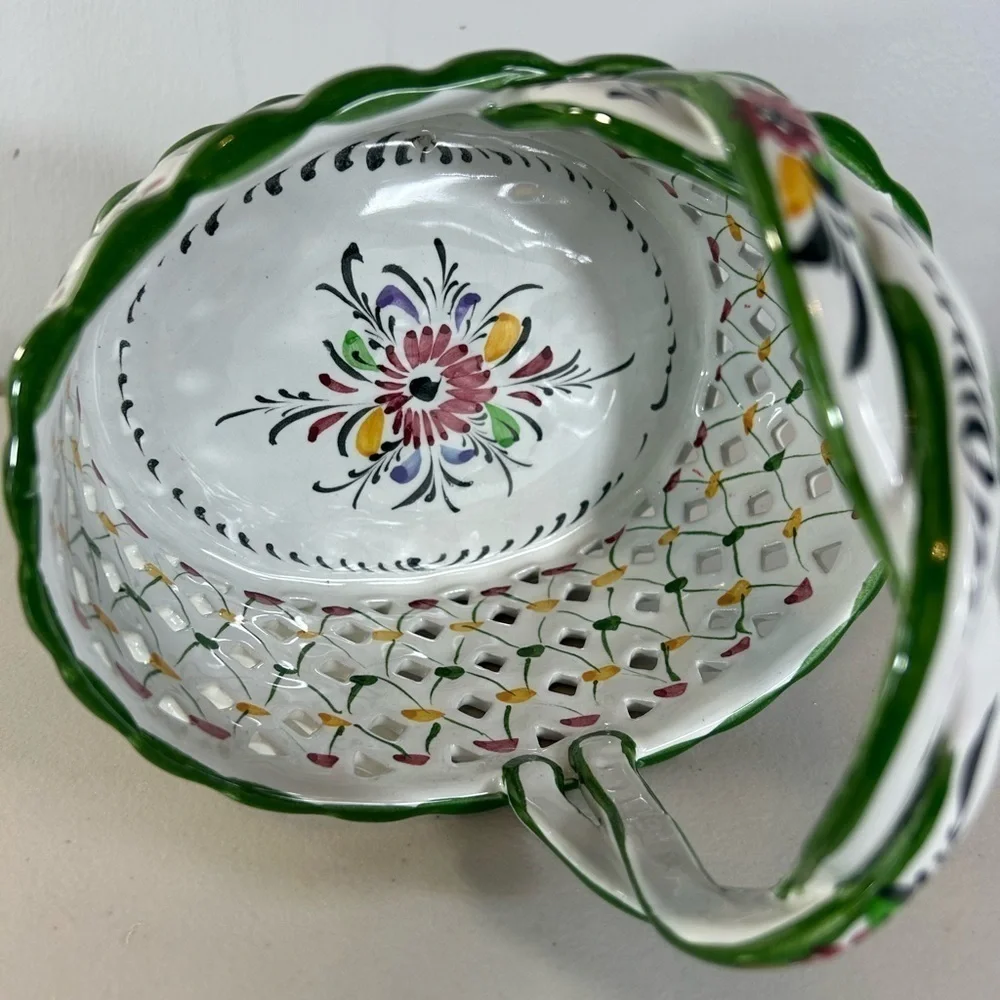 Ceramic hand painted basket